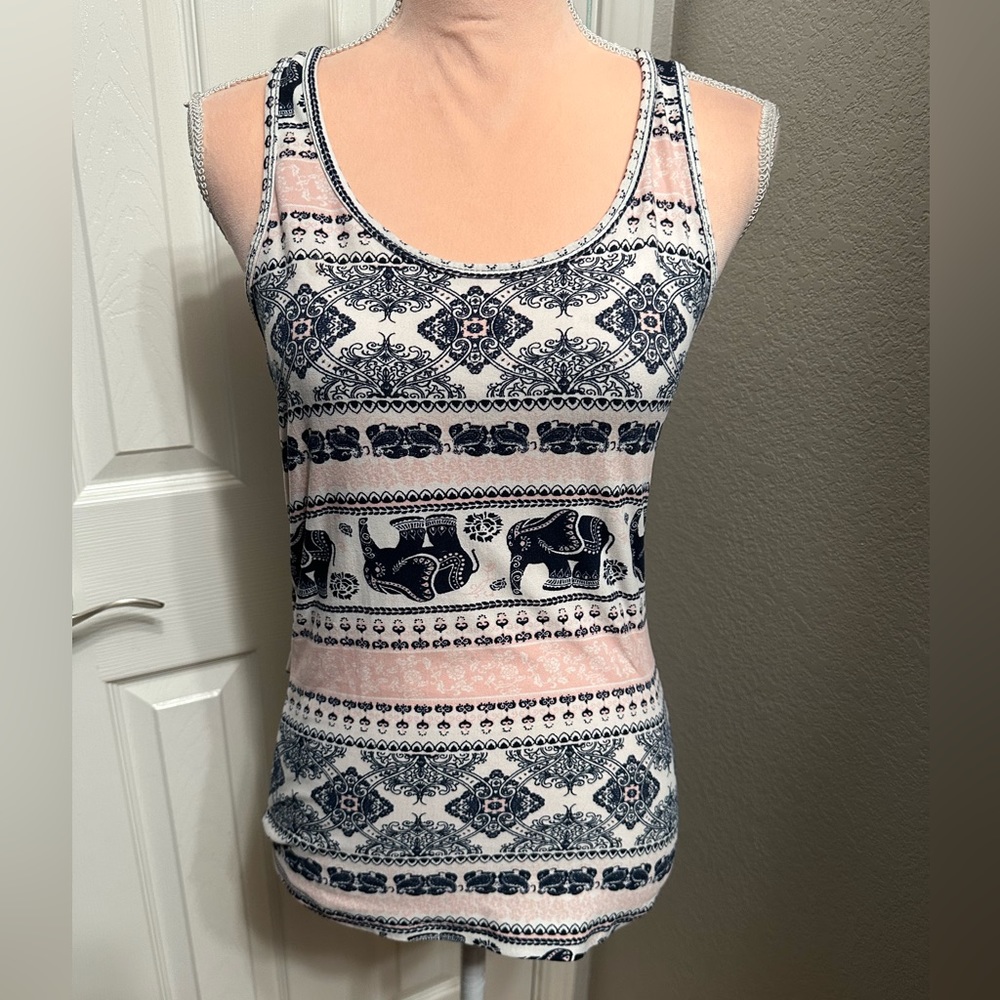 Navy & Pink Elephant Racerback Tank - Picture 2 of 6
